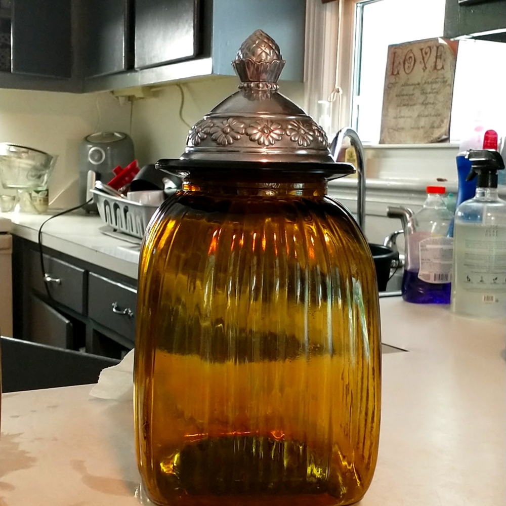 Heartland ribbed Amber canister jar vintage